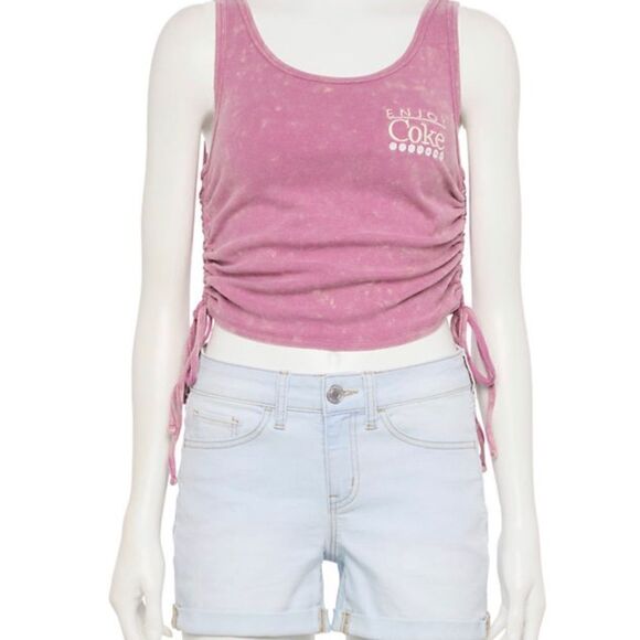 Coca Cola Enjoy Embroidered Side Cinch Ribbed Tank Тор - Picture 8 of 9